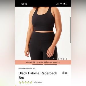 Girlfriend Collective Black Paloma Bra medium